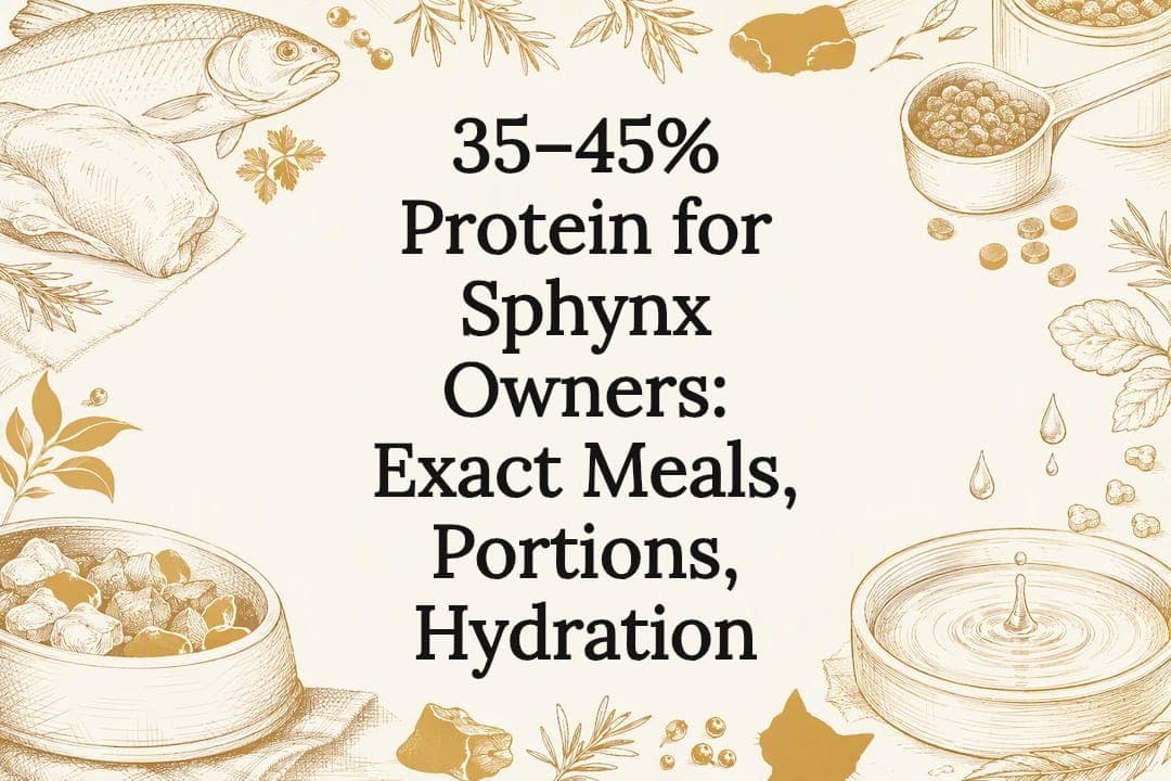 35–45% Protein for Sphynx Owners: Exact Meals, Portions, Hydration
